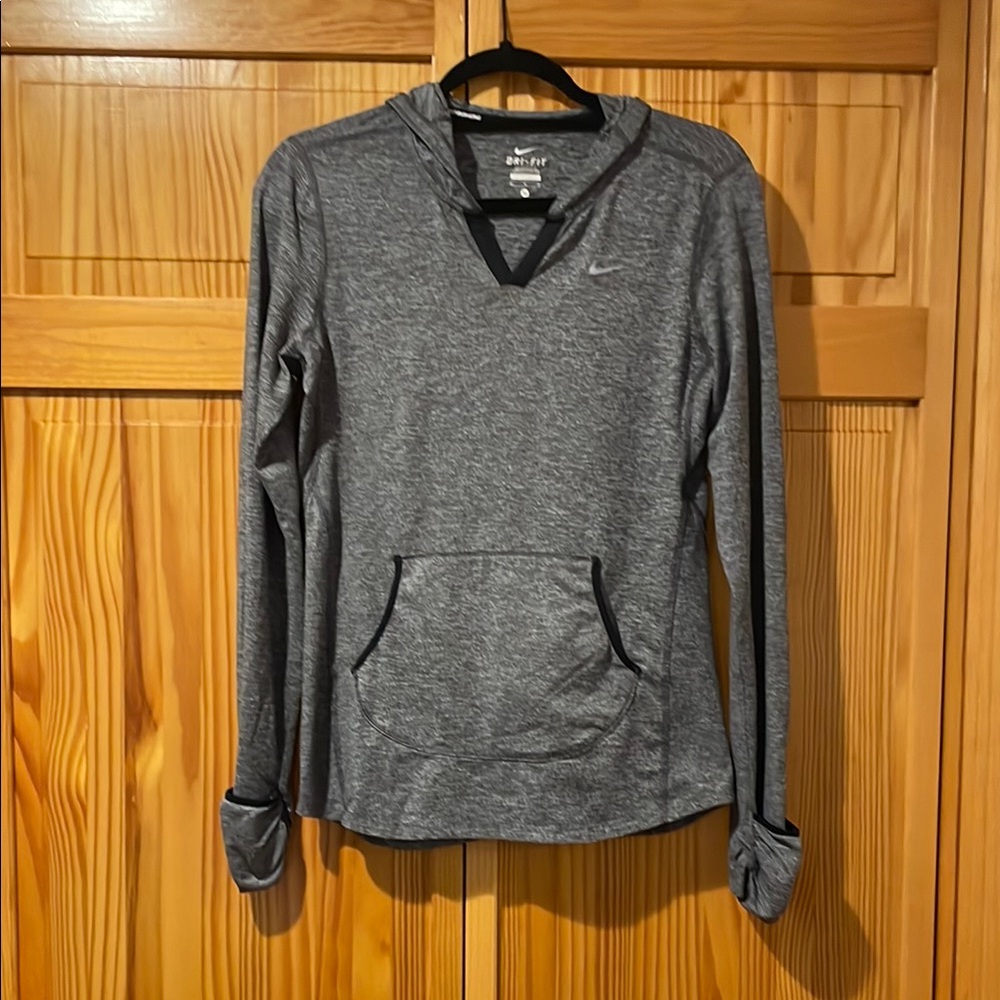 Woman’s Nike Dri-FIT Charcoal Gray Hooded Long Sleeve